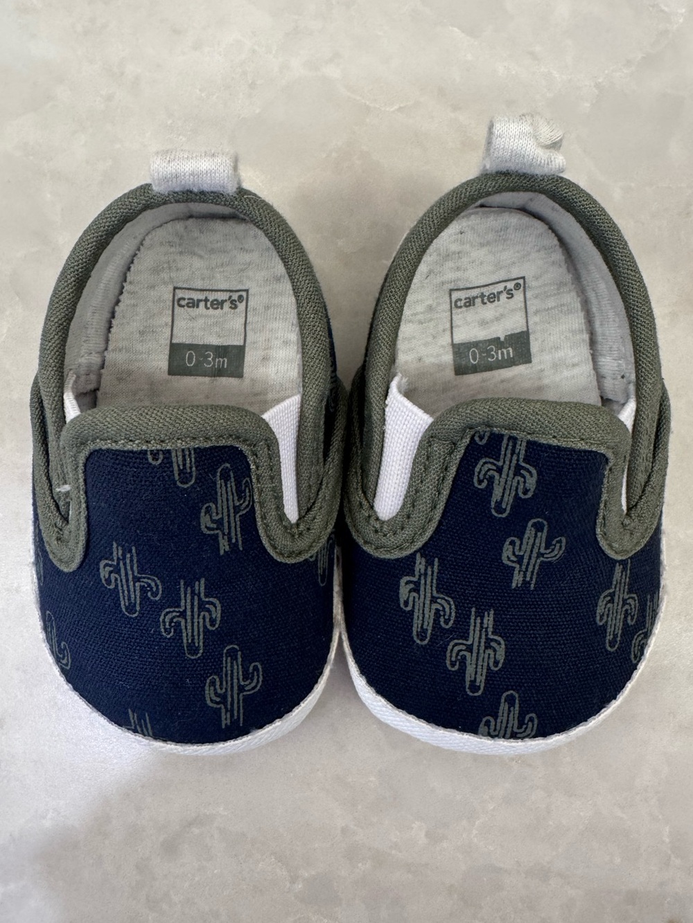 carter's Navy & Olive Cactus Slip-On Baby Booties
